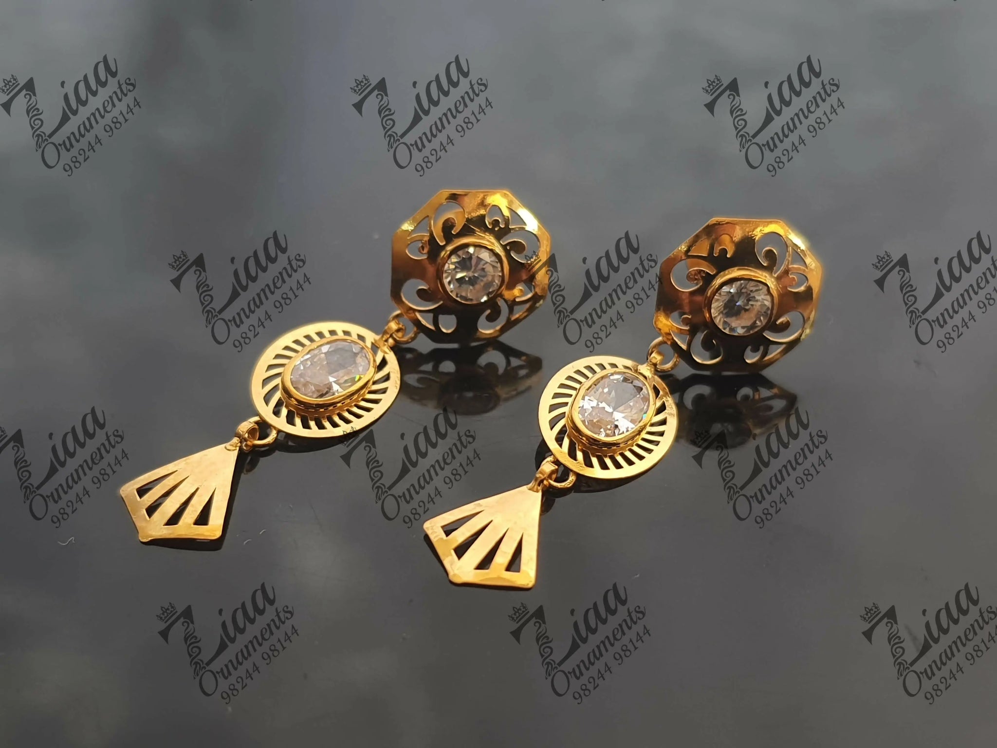 Light Weight Gold Stone Earrings Sarafa Bazar India