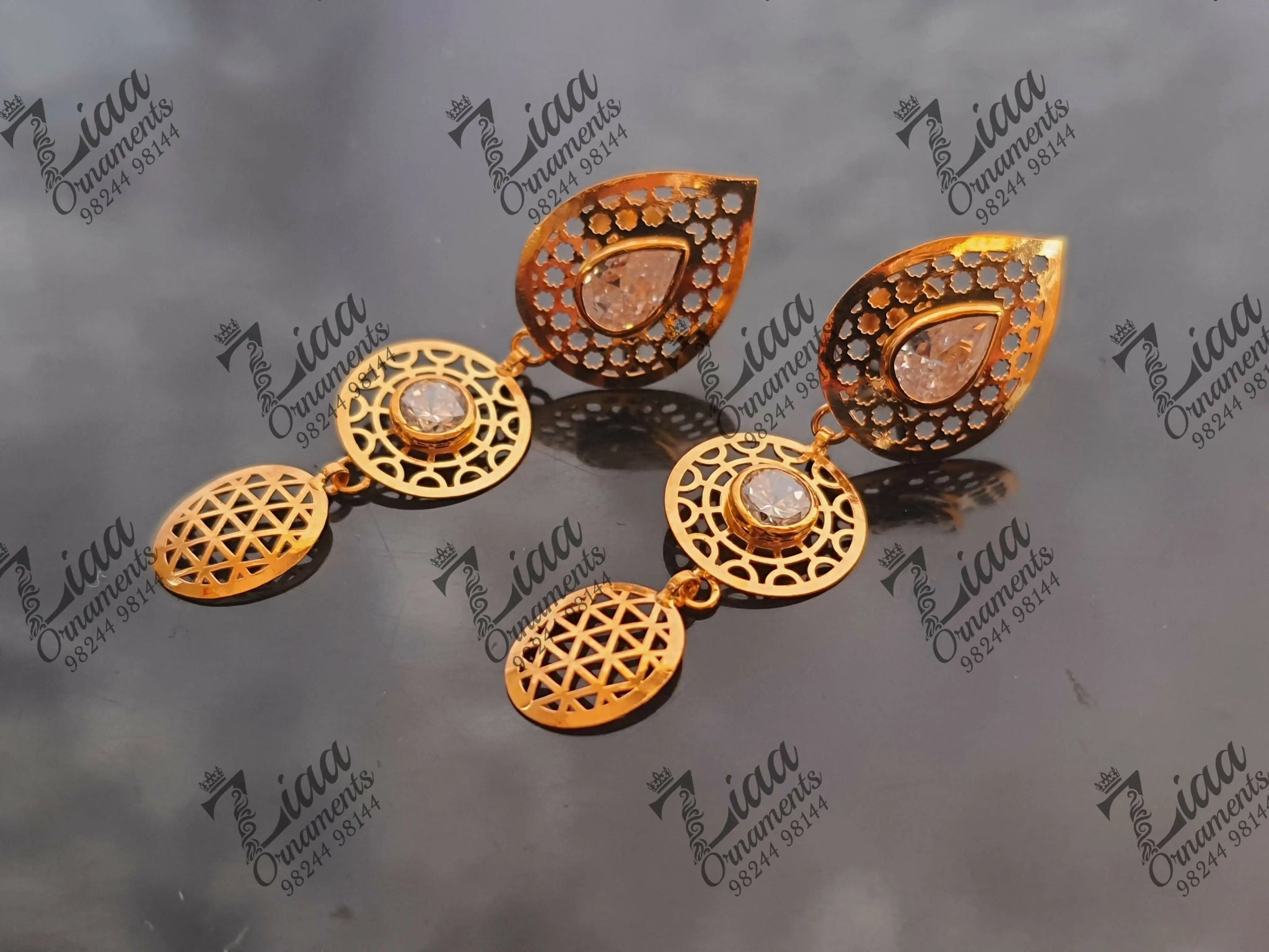 Light Weight Gold Stone Earrings Sarafa Bazar India