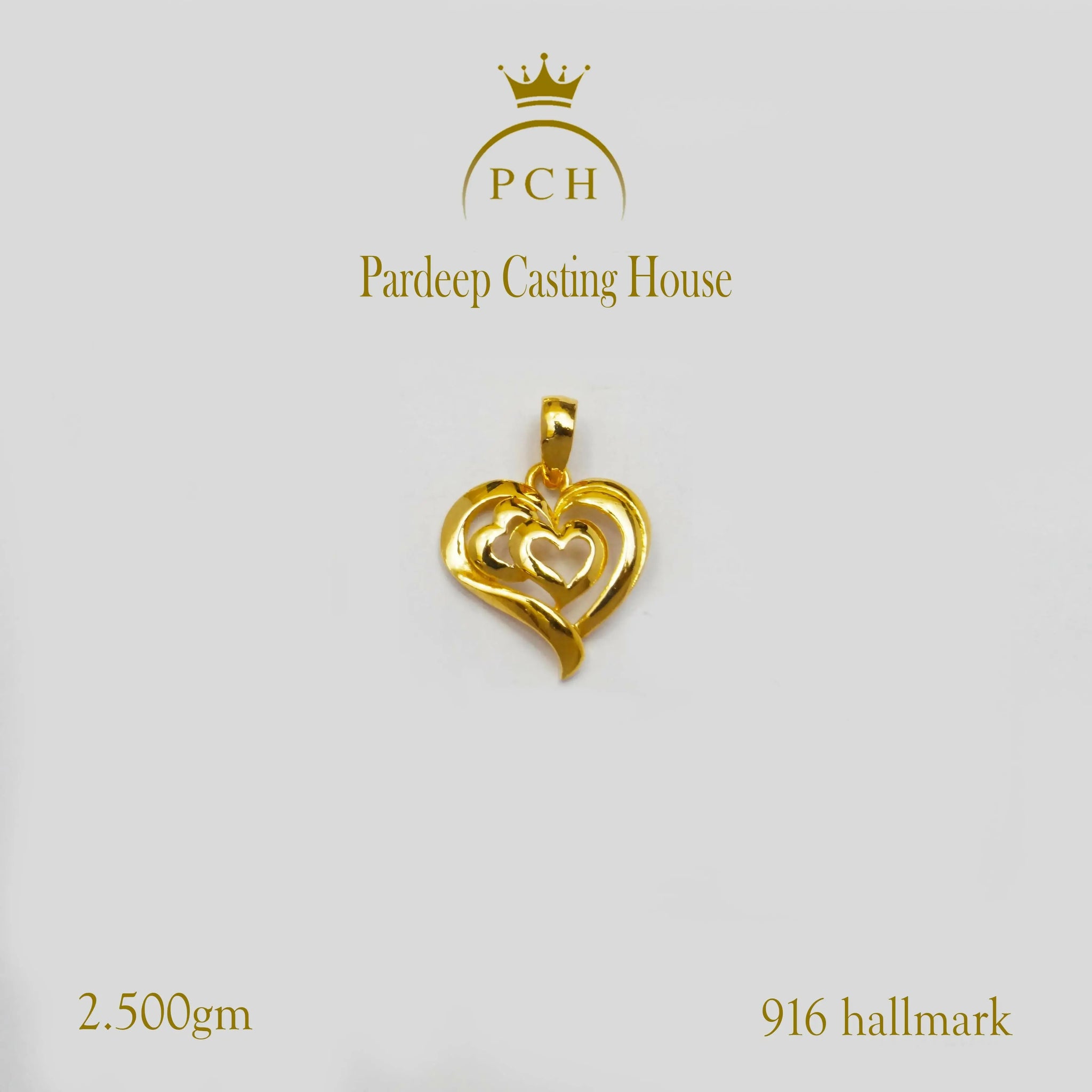 Lovely 22kt Yellow Gold Heart Pendant Sarafa Bazar India