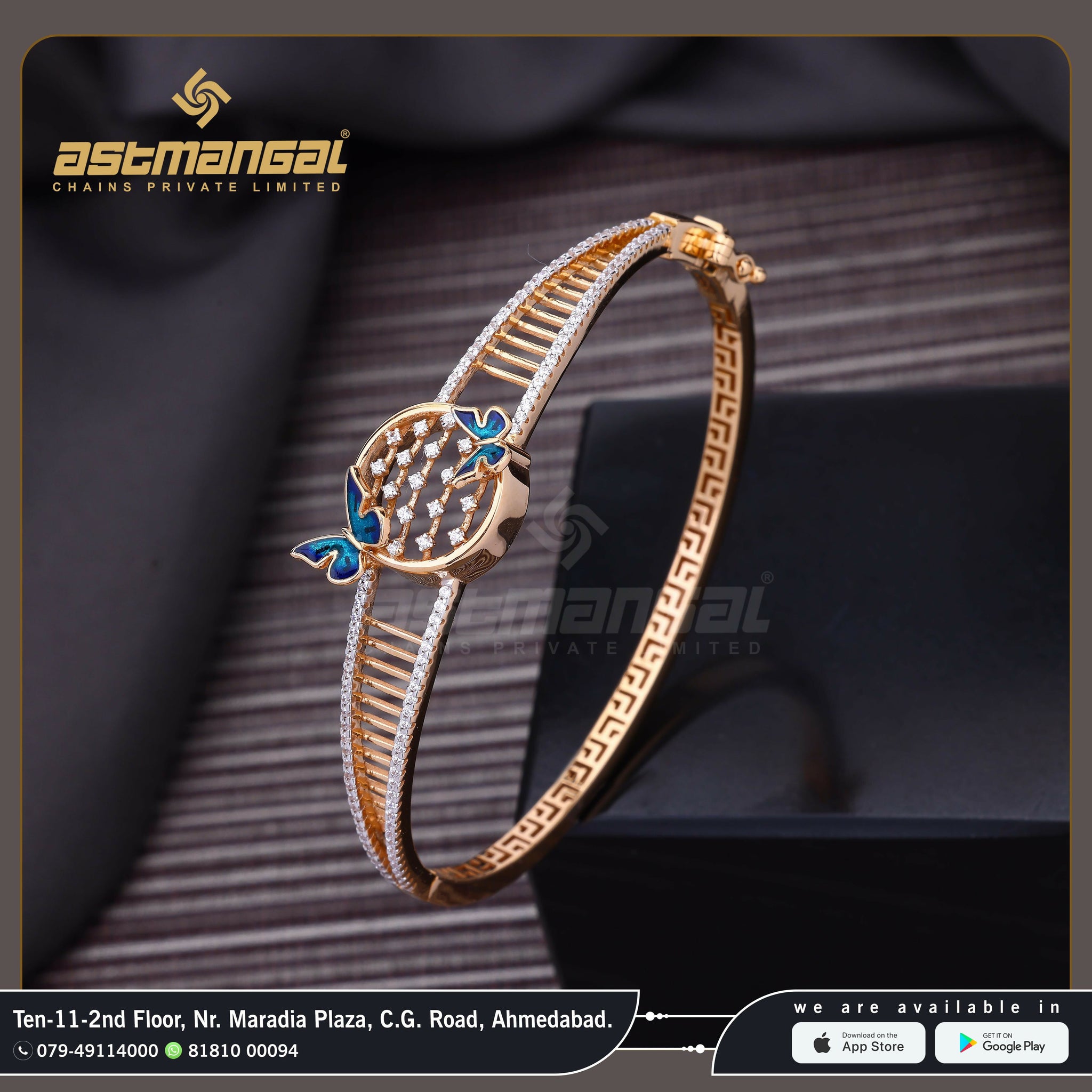 Rose Gold CZ Ladies Bracelet Sarafa Bazar India