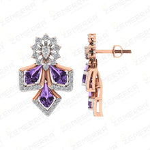 Luxurious 14K Gold Purple Kite Diamond Floral Pendant Sarafa Bazar India