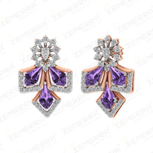 Luxurious 14K Gold Purple Kite Diamond Floral Pendant Sarafa Bazar India