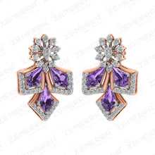 Luxurious 14K Gold Purple Kite Diamond Floral Pendant Sarafa Bazar India