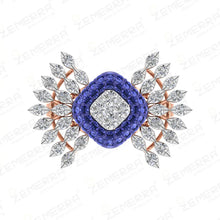 Luxury 14K Gold Blue Sapphire Halo Floral Diamond Ring Sarafa Bazar India