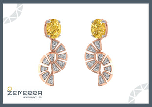 Luxury 14K Gold Diamond Dangle Earrings Sarafa Bazar India