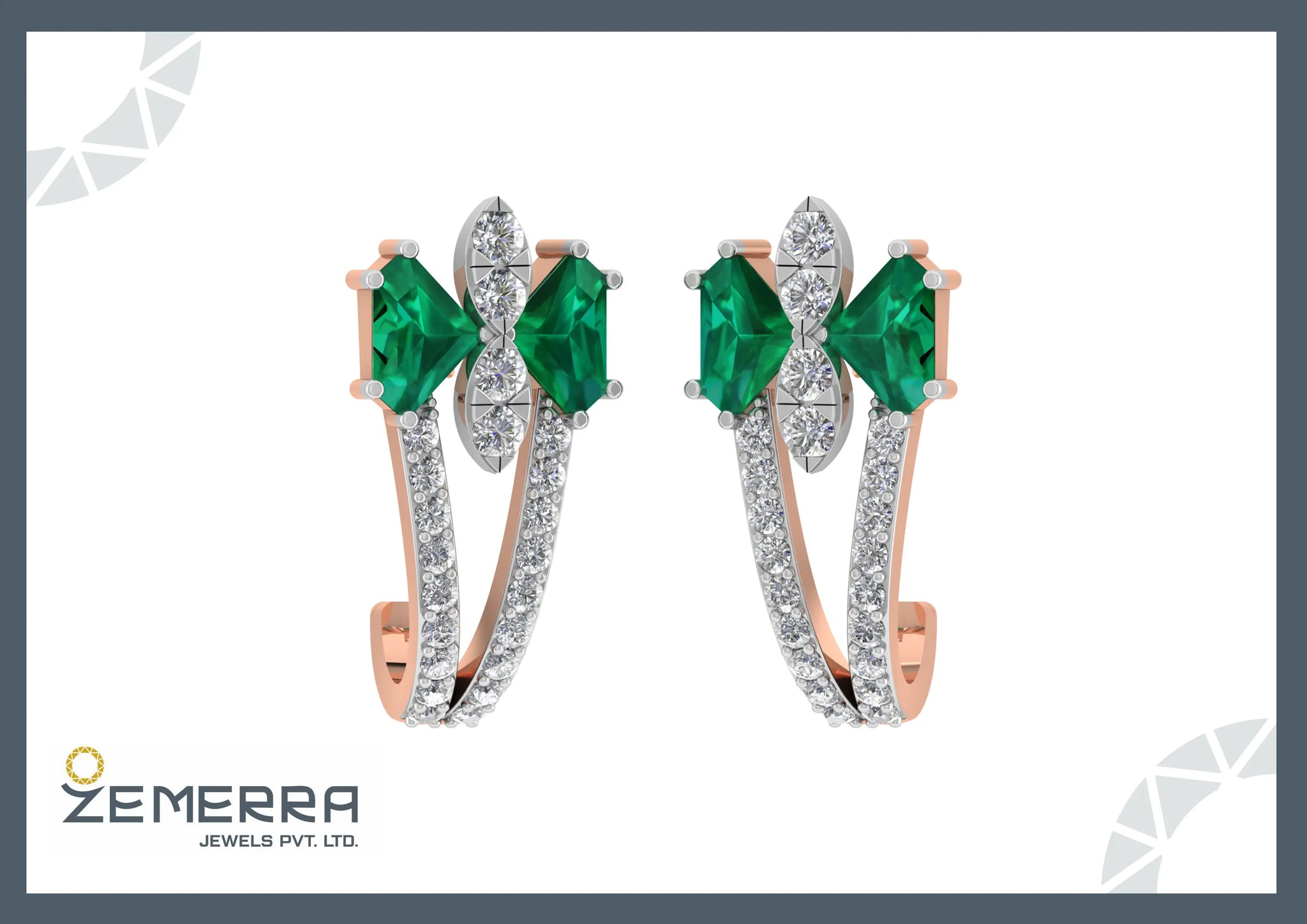 Luxury 14K Rose Gold Diamond Bali For Women Sarafa Bazar India