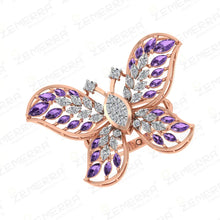 Luxury 14K Rose Gold Diamond Butterfly Ring for Women Designer Jewelry Sarafa Bazar India