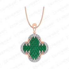 Luxury 14K Rose Gold Diamond Clover Leaf Pendant Set New Design Sarafa Bazar India
