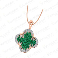 Luxury 14K Rose Gold Diamond Clover Leaf Pendant Set New Design Sarafa Bazar India