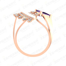 Luxury 14K Rose Gold Diamond Crescent Moon Statement Ring Design Sarafa Bazar India