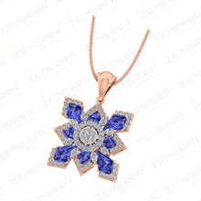 Luxury 14K Rose Gold Diamond Floral Pendant Set For Women Sarafa Bazar India