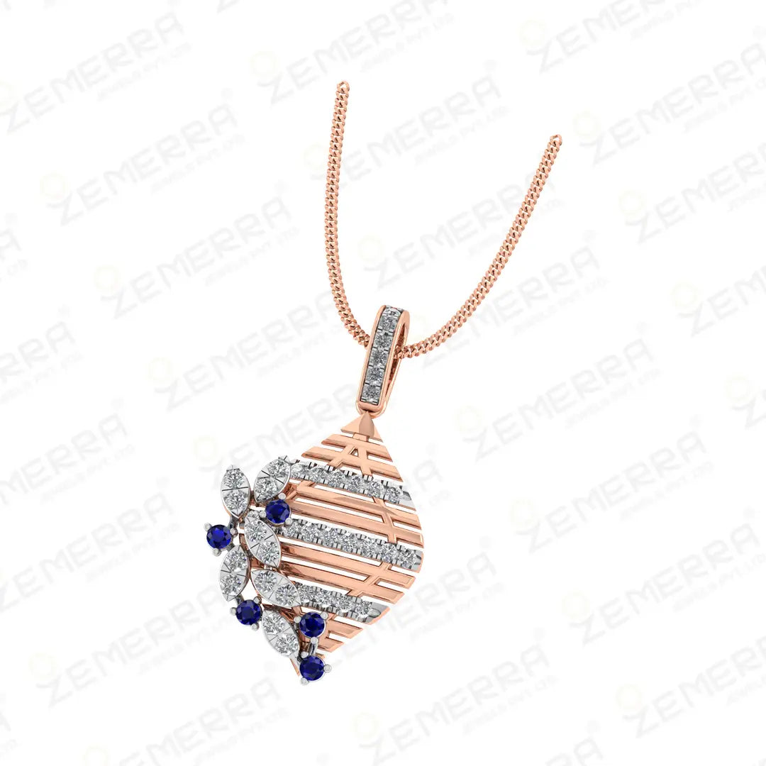 Luxury 14K Rose Gold Diamond Pendant Set-New Design Sarafa Bazar India