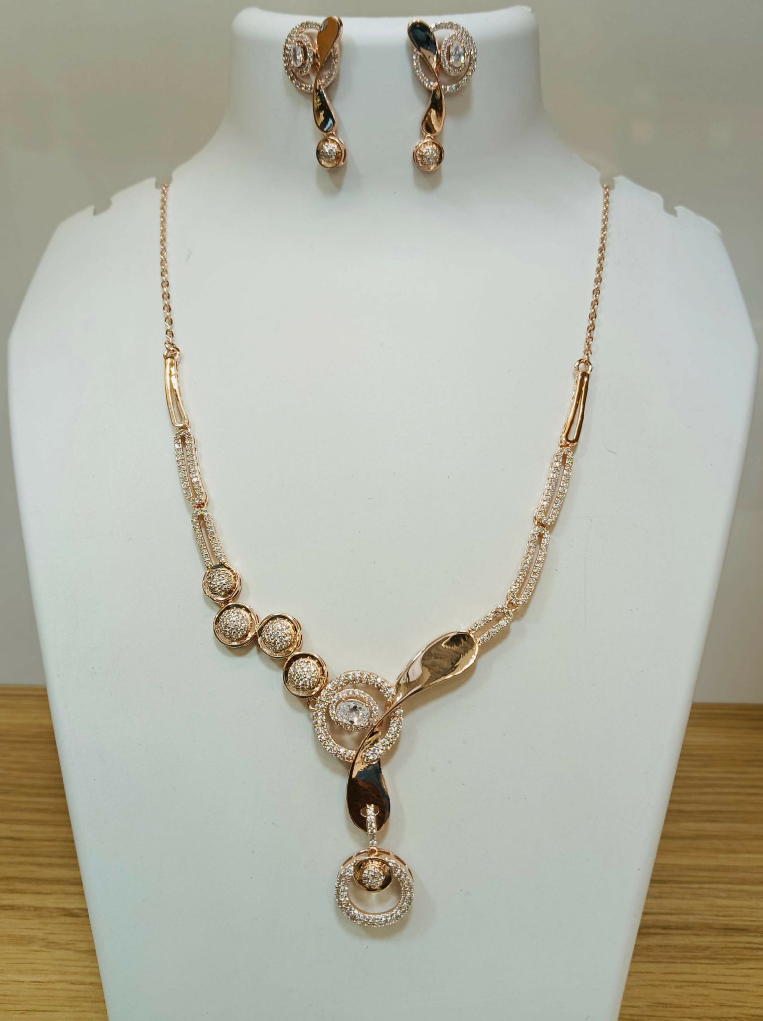 925 Silver Rose Gold Necklace Sarafa Bazar India