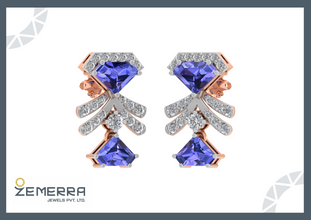 Dizzling Diamond Drop Earrings in 14K Rose Gold Sarafa Bazar India