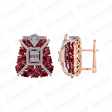 Trendy 14K Rose Gold Diamond Red Stone Necklace Set Sarafa Bazar India