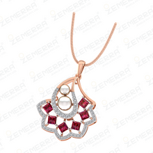 Trendy 14K Rose Gold Diamond Floral Cluster Pendant Sarafa Bazar India