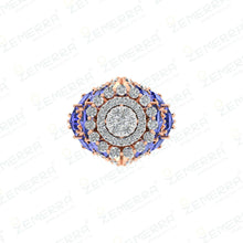 14K Rose Gold Diamond Double Halo Ring - New Design Sarafa Bazar India