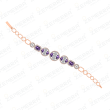 14K Rose Gold & Real Diamond Bracelets With Amethyst Stone Sarafa Bazar India