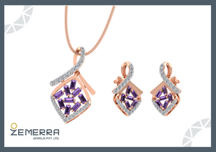 Exclusive 14KT Gold Diamond Pendant Set Sarafa Bazar India