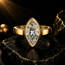 Marquise Cut lab Grown Diamond Women's Ring 9KT Yellow Gold Sarafa Bazar India