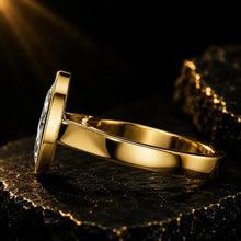 Marquise Cut lab Grown Diamond Women's Ring 9KT Yellow Gold Sarafa Bazar India