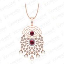 Delicate 14K Rose Gold Diamond Pendant Set For Women Sarafa Bazar India