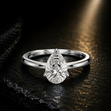Pear Cut Lab Grown Diamond Women's Ring 9Kt White Gold LR-72 Sarafa Bazar India
