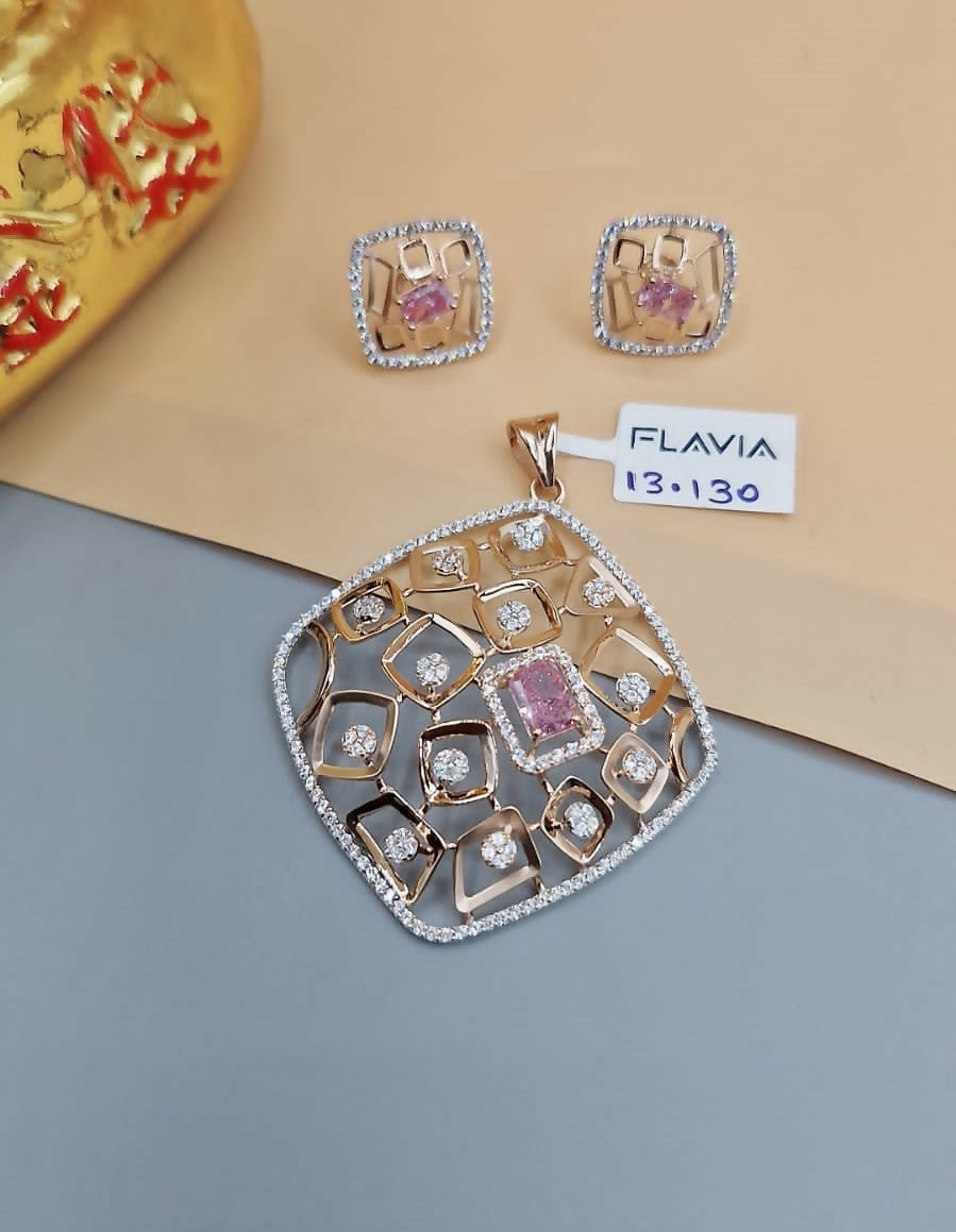 18kt Rose Gold Pendant Set Sarafa Bazar India