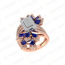Modern 14K Rose Gold Diamond Floral Halo Ring Sarafa Bazar India
