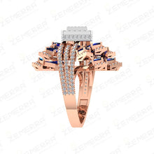 Modern 14K Rose Gold Diamond Floral Halo Ring Sarafa Bazar India