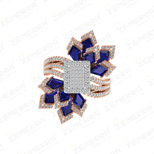 Modern 14K Rose Gold Diamond Floral Halo Ring Sarafa Bazar India