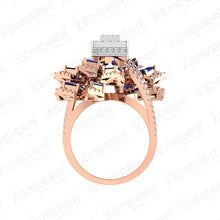 Modern 14K Rose Gold Diamond Floral Halo Ring Sarafa Bazar India