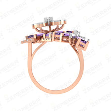 Modern 14K Rose Gold Diamond Floral Ring Sarafa Bazar India