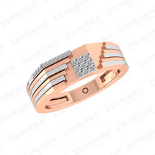 Modern 14K Rose Gold Diamond Men's Ring With Two Tone Sarafa Bazar India