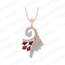 Modern 14K Rose Gold Diamond Peacock Shaped Pendant Set Sarafa Bazar India