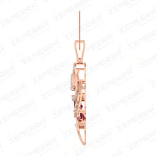 Modern 14K Rose Gold Diamond Peacock Shaped Pendant Set Sarafa Bazar India
