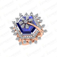 Modern 14KT Rose Gold Diamond Floral Ring Sarafa Bazar India