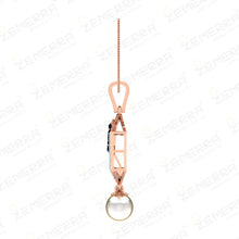 Modern Pearl & Ruby Hexagon Drop Pendant in 14K Rose Gold Sarafa Bazar India