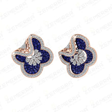 Most Loved 14K Gold Blue Stone Floral Clover Diamond Pendant Sarafa Bazar India