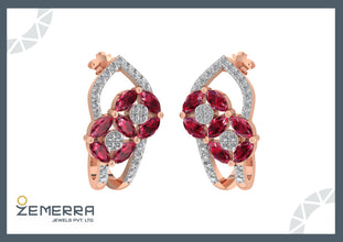 Most Loved 14K Gold Diamond Bali With Ruby Stone Sarafa Bazar India