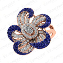 Most Loved 14K Gold Diamond Blue Floral Ring New Collection Sarafa Bazar India