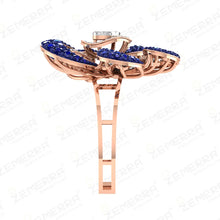 Most Loved 14K Gold Diamond Blue Floral Ring New Collection Sarafa Bazar India