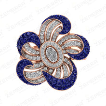 Most Loved 14K Gold Diamond Blue Floral Ring New Collection Sarafa Bazar India