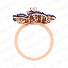 Most Loved 14K Gold Diamond Blue Floral Ring New Collection Sarafa Bazar India