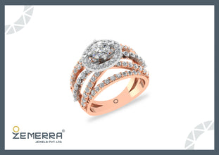 Most Loved 14K Gold Multi Row Pavé Diamond Ring Sarafa Bazar India