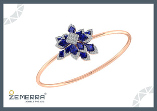 Most Loved 14K Rose Gold Diamond Blue Kite Stone Bracelet Sarafa Bazar India