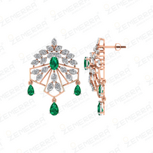 Dizzling 14k Rose Gold Green Stone Diamond Pendant Sets Sarafa Bazar India