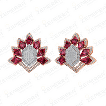Elegant 14K Gold Diamond Ruby Kite Stone Floral Pendant Set Sarafa Bazar India
