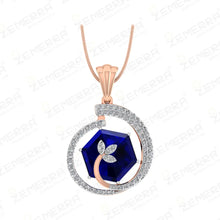 Multiwear Diamond Pendant in 14K Rose Gold with blue diamond Sarafa Bazar India