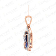 Multiwear Diamond Pendant in 14K Rose Gold with blue diamond Sarafa Bazar India
